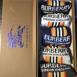 Burberry Men's Striped Socks Set - Black, White, Red, Yellow